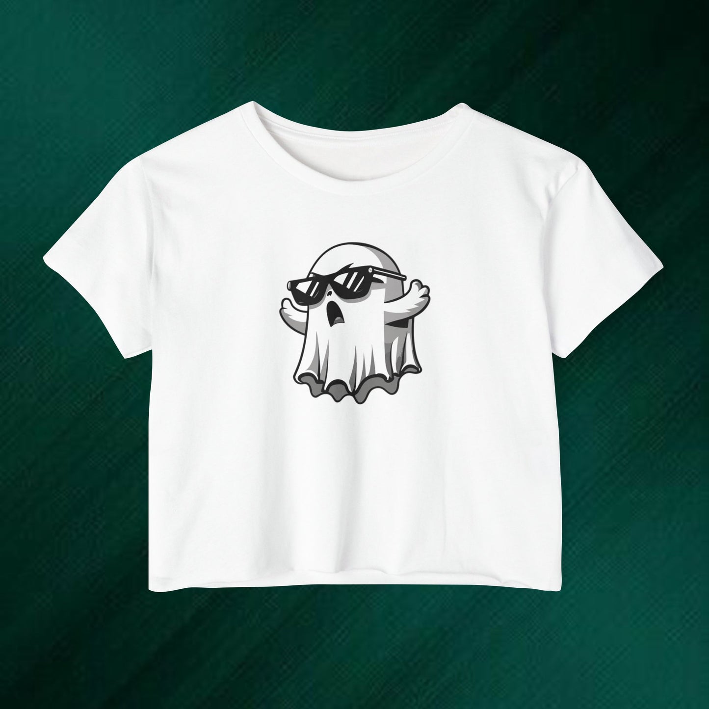 Cool Sunglasses Ghost Crop Top | Festival Ghost Graphic Tee