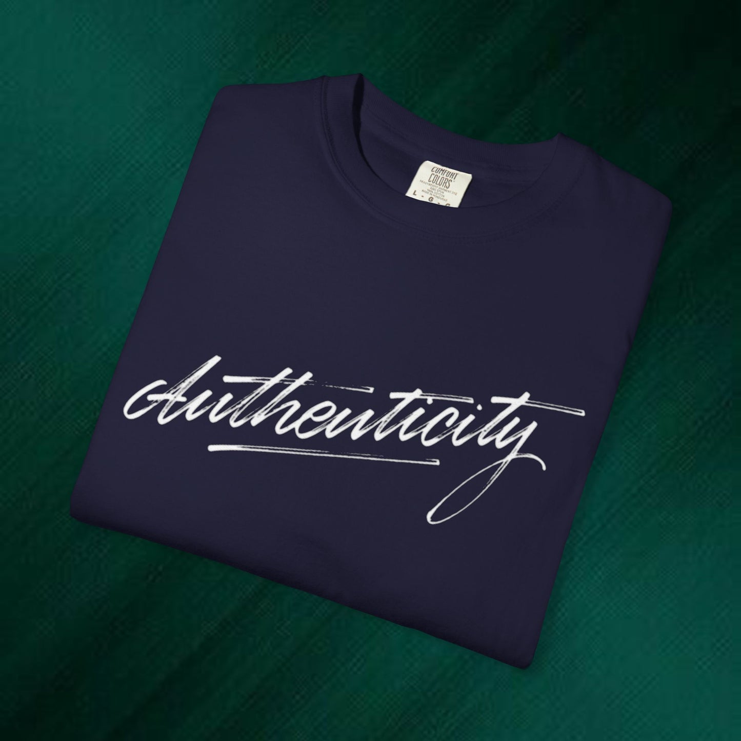 Authenticity Script T-Shirt — Casual Handwritten Graphic Tee
