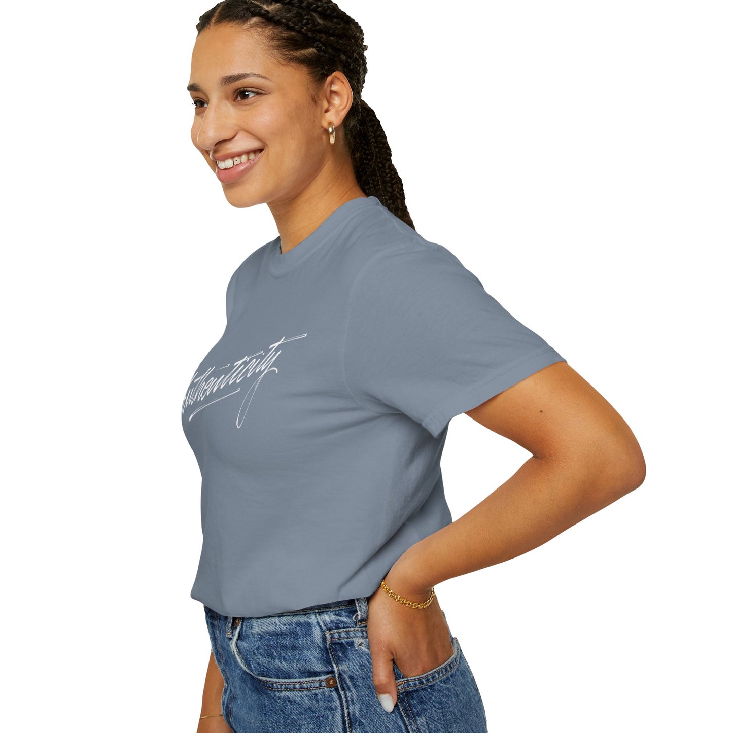 Authenticity Script T-Shirt — Casual Handwritten Graphic Tee