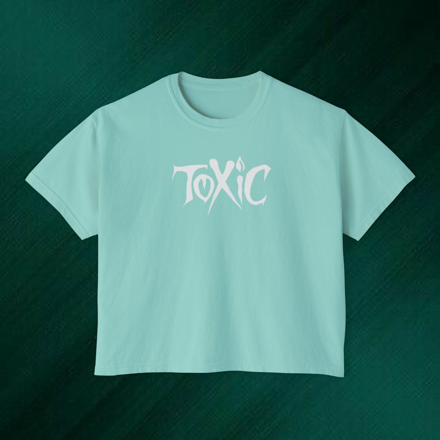Toxic Bat Women's Boxy Tee — Gothic Graphic Tee with 'TOXIC' Front & Drip Batback