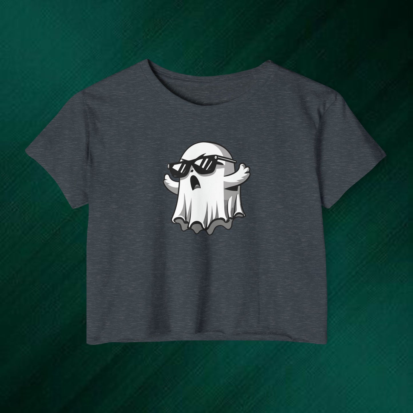Cool Sunglasses Ghost Crop Top | Festival Ghost Graphic Tee