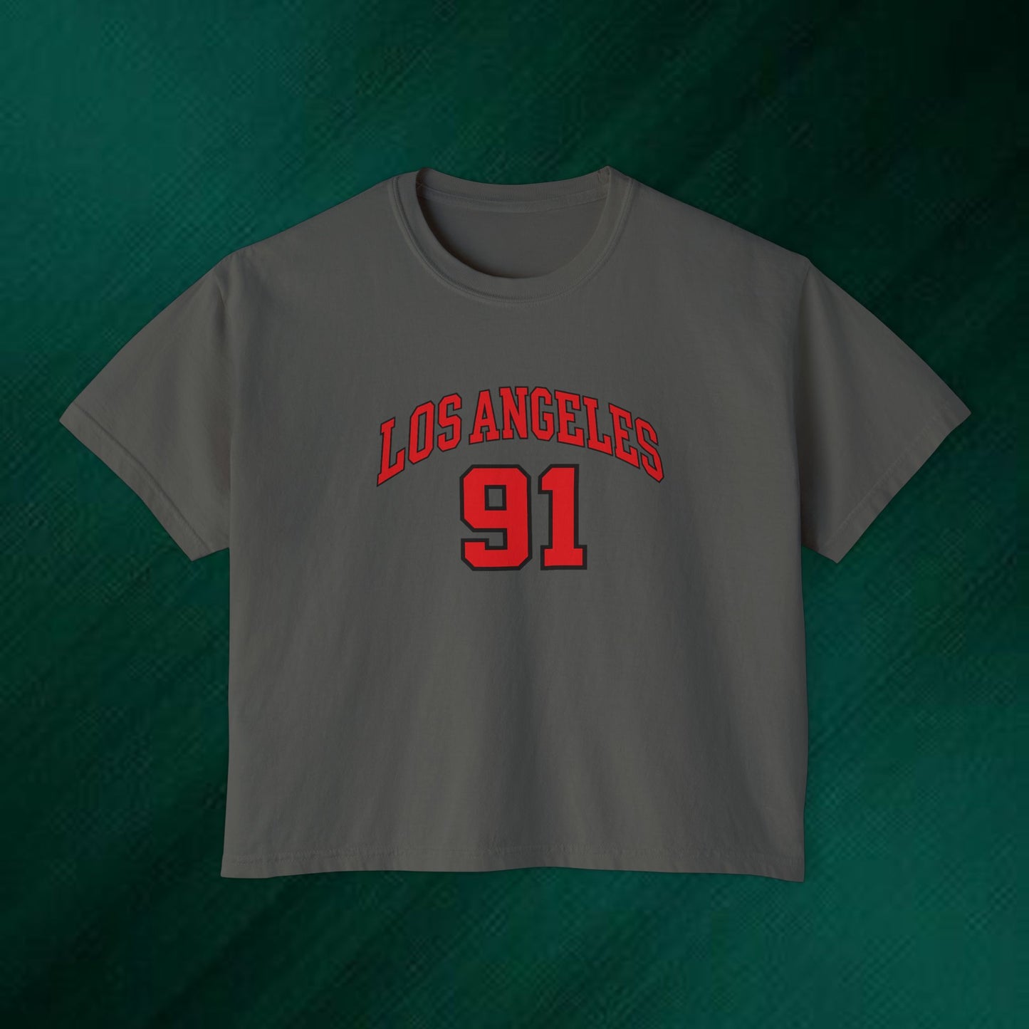 Los Angeles 91 Boxy Tee — Women's Retro Collegiate T-Shirt