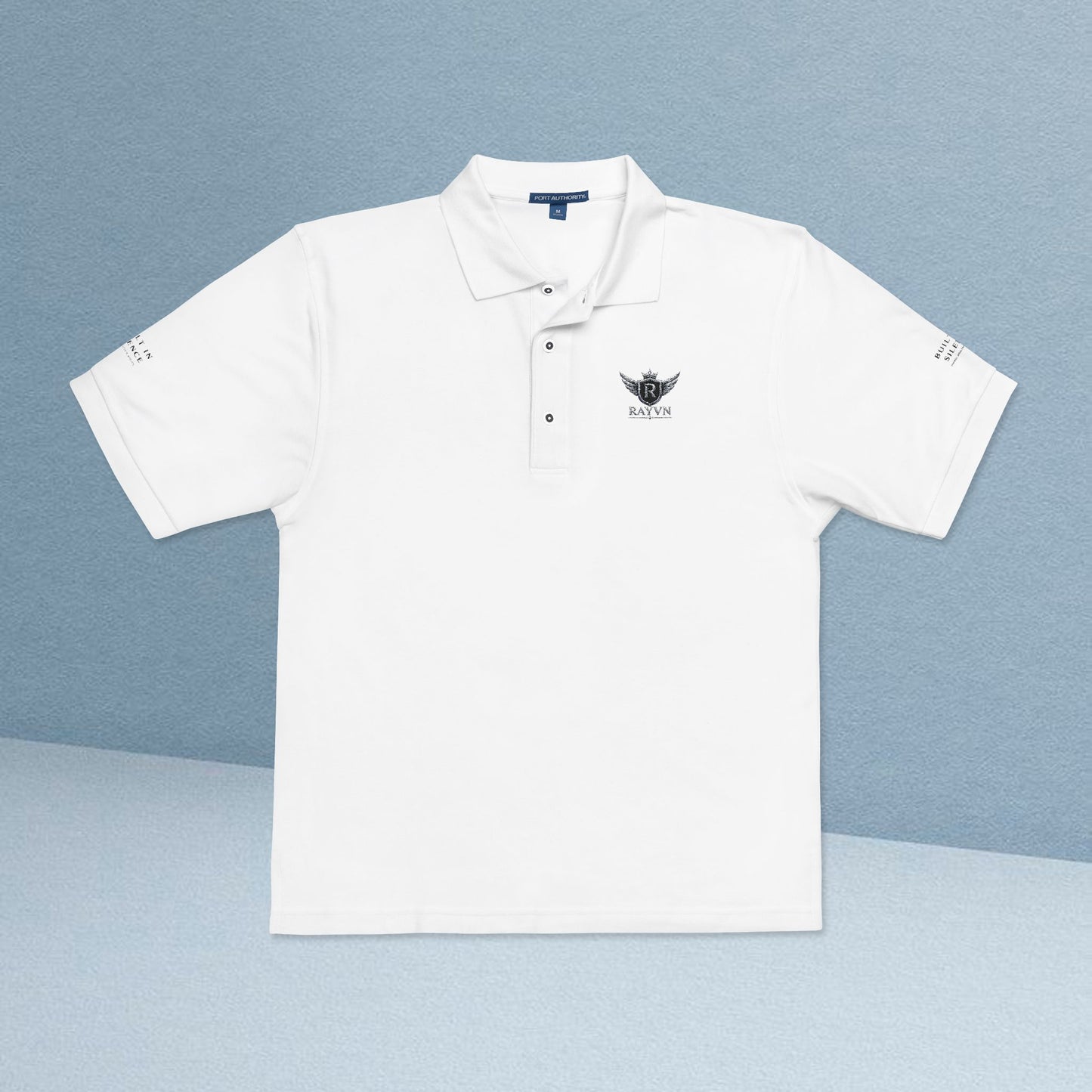 Embroidered Black Polo Shirt — Minimal Wing Crest Logo