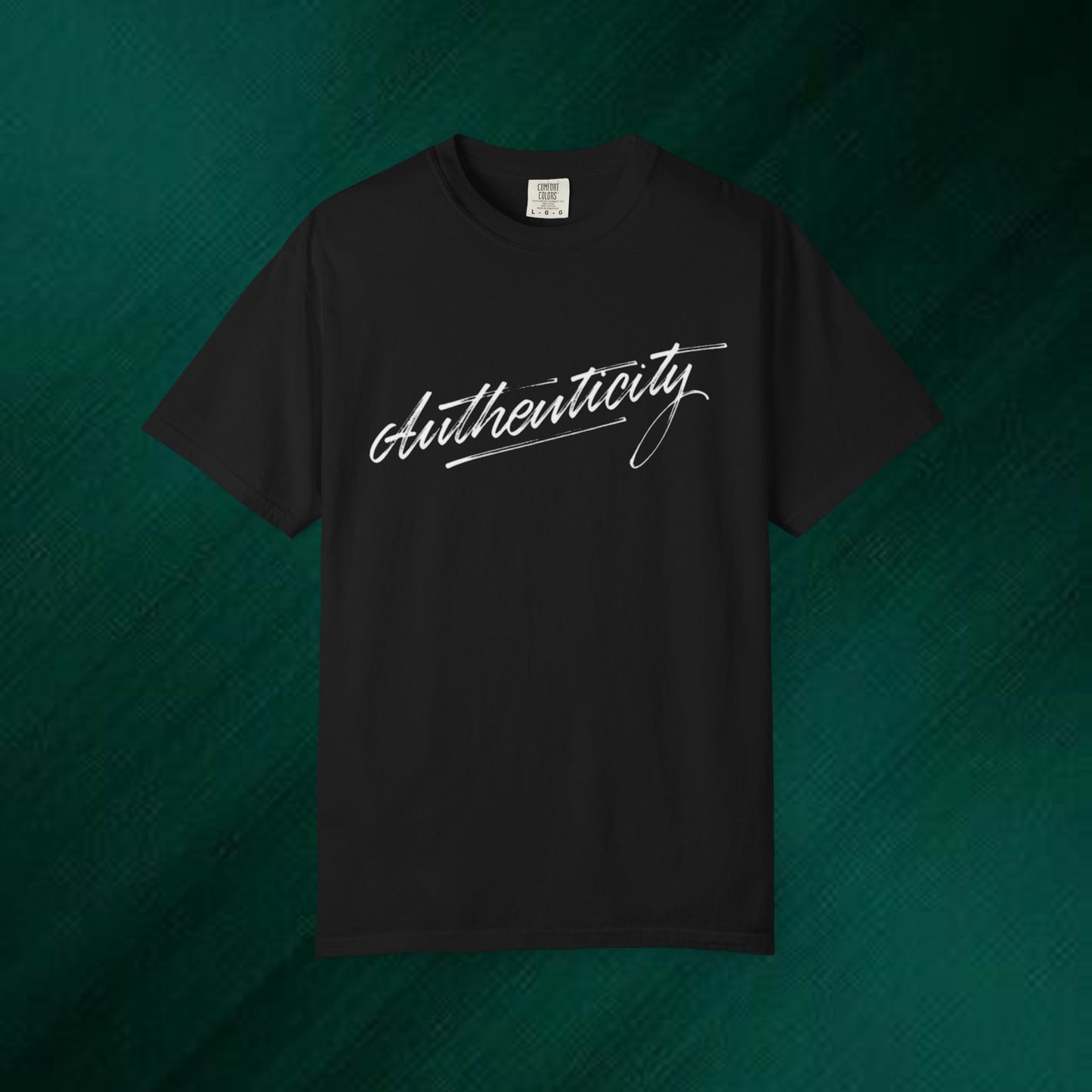 Authenticity Script T-Shirt — Casual Handwritten Graphic Tee