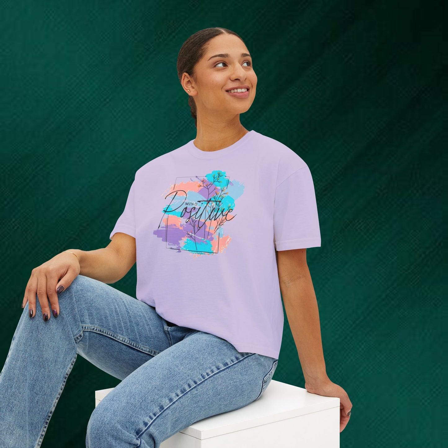 Positive Vibes Boxy Tee — “Good Vibes Only” Graphic Women’s T-Shirt