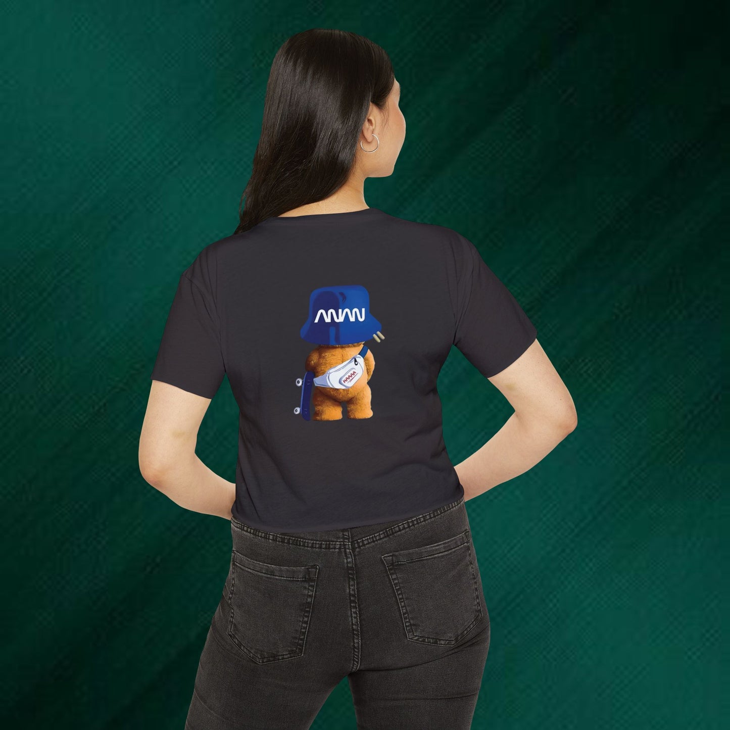 Positive Energy Crop Top | Cute Bear Graphic Festival Tee