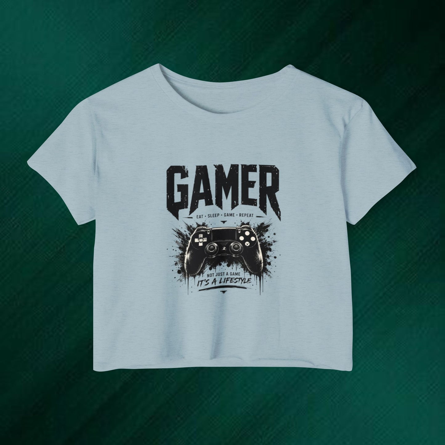 Gamer Crop Top — Women's Festival Graphic Tee ("Gamer" Controller Design)