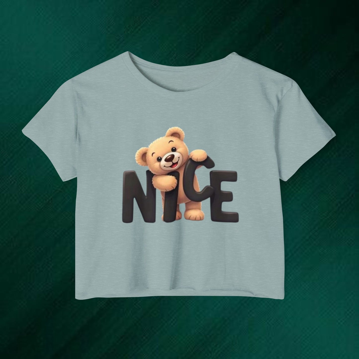 Cute Teddy 'Nice' Crop Top — Women's Festival Graphic Tee