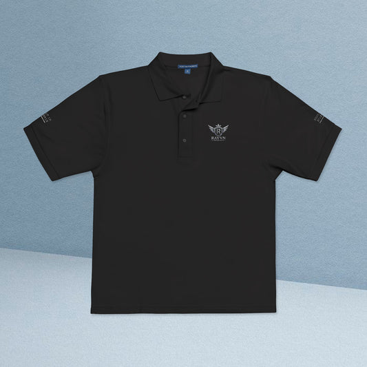 Embroidered Black Polo Shirt — Minimal Wing Crest Logo