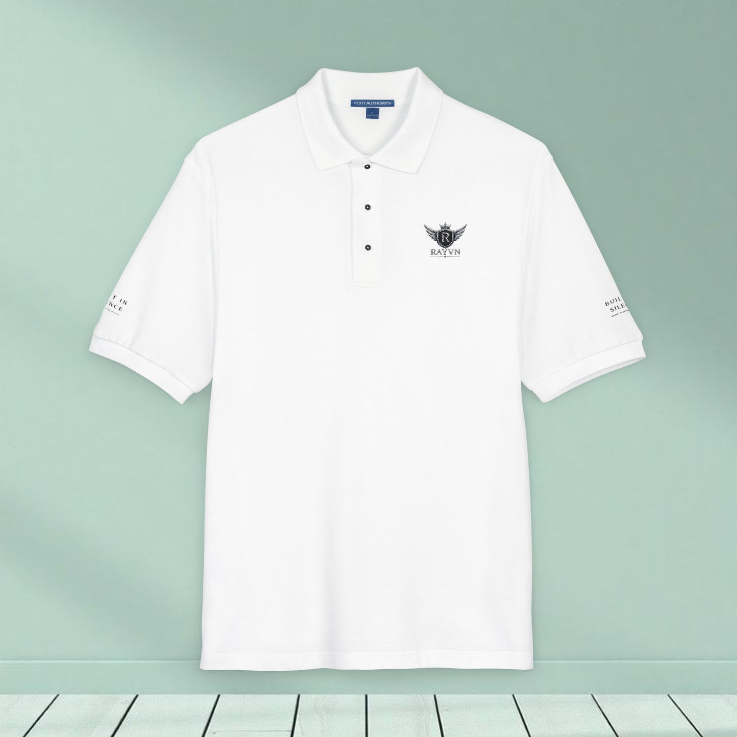 Embroidered Black Polo Shirt — Minimal Wing Crest Logo