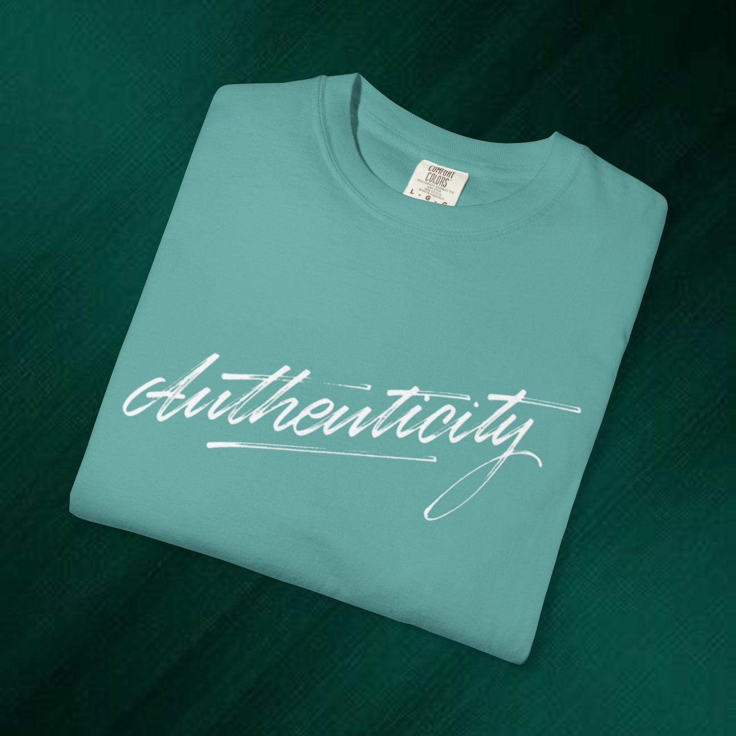 Authenticity Script T-Shirt — Casual Handwritten Graphic Tee