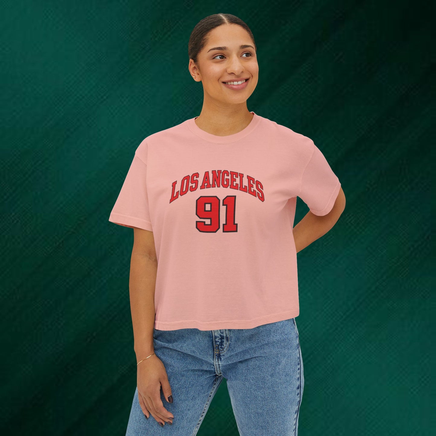 Los Angeles 91 Boxy Tee — Women's Retro Collegiate T-Shirt
