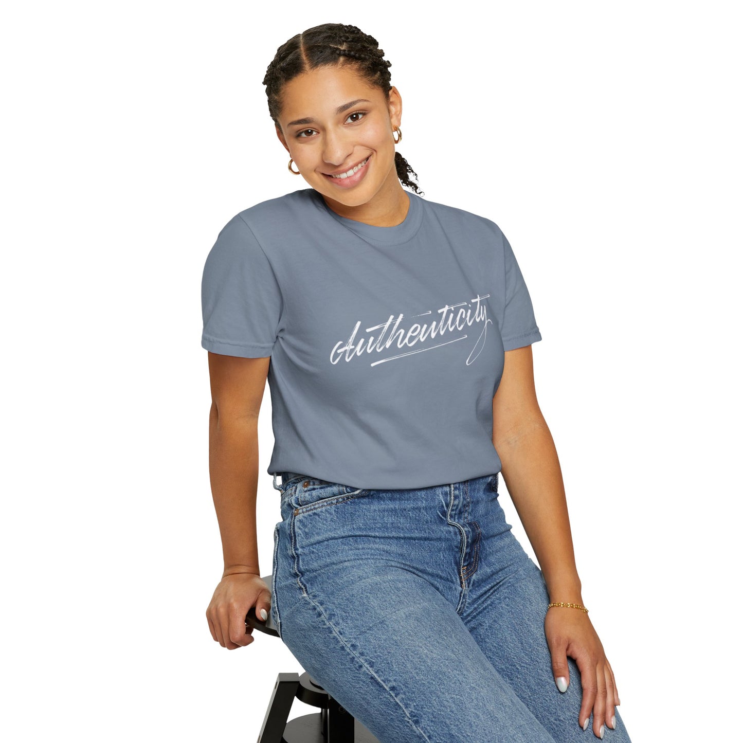 Authenticity Script T-Shirt — Casual Handwritten Graphic Tee
