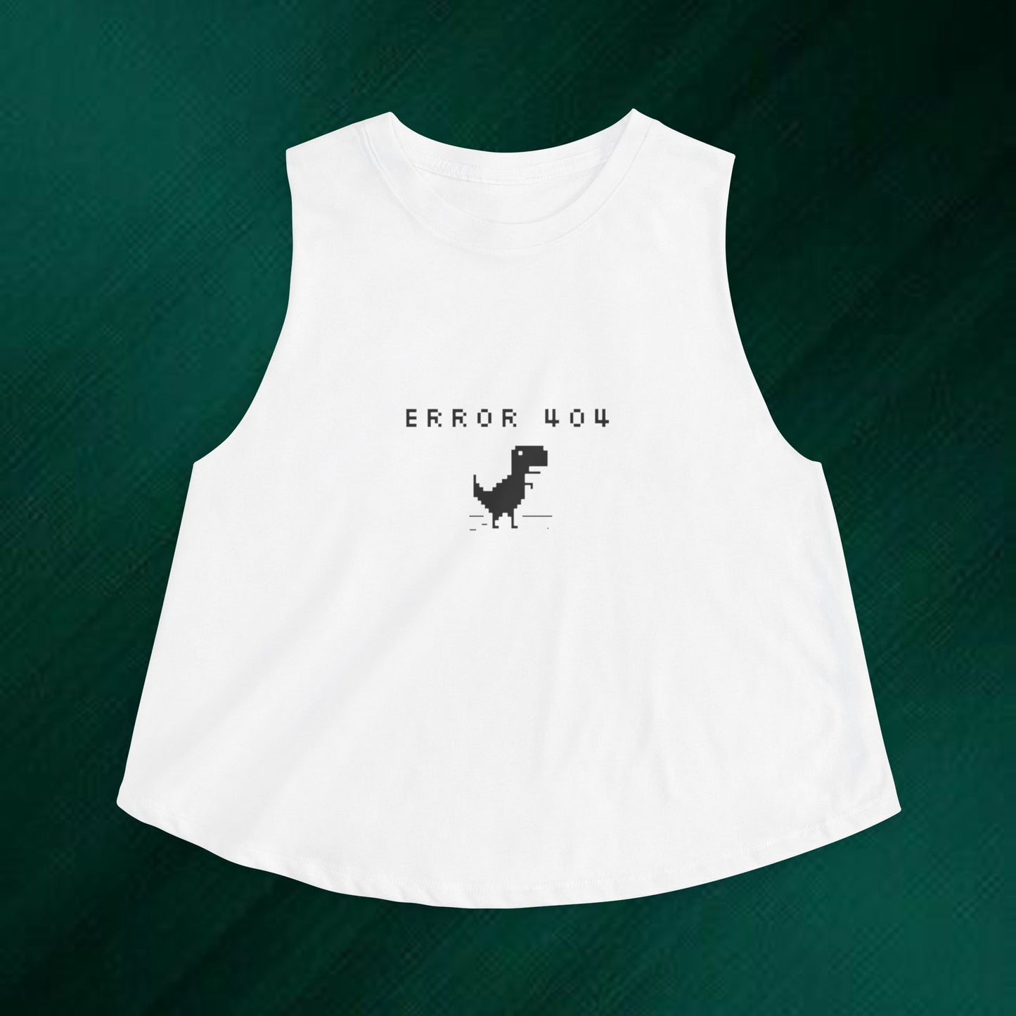 Error 404 Dino Crop Top — Cute Pixel T-Rex Graphic Women’s Tank