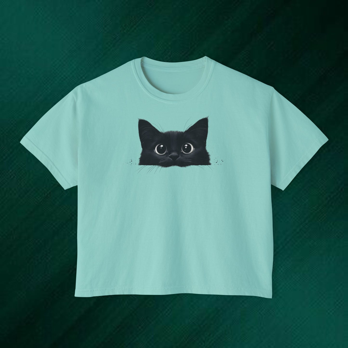 Peeking Black Cat Tee | boxy women's tee