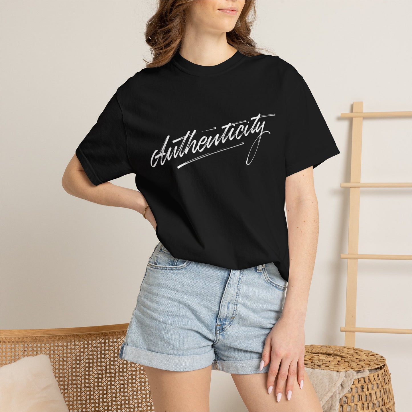 Authenticity Script T-Shirt — Casual Handwritten Graphic Tee