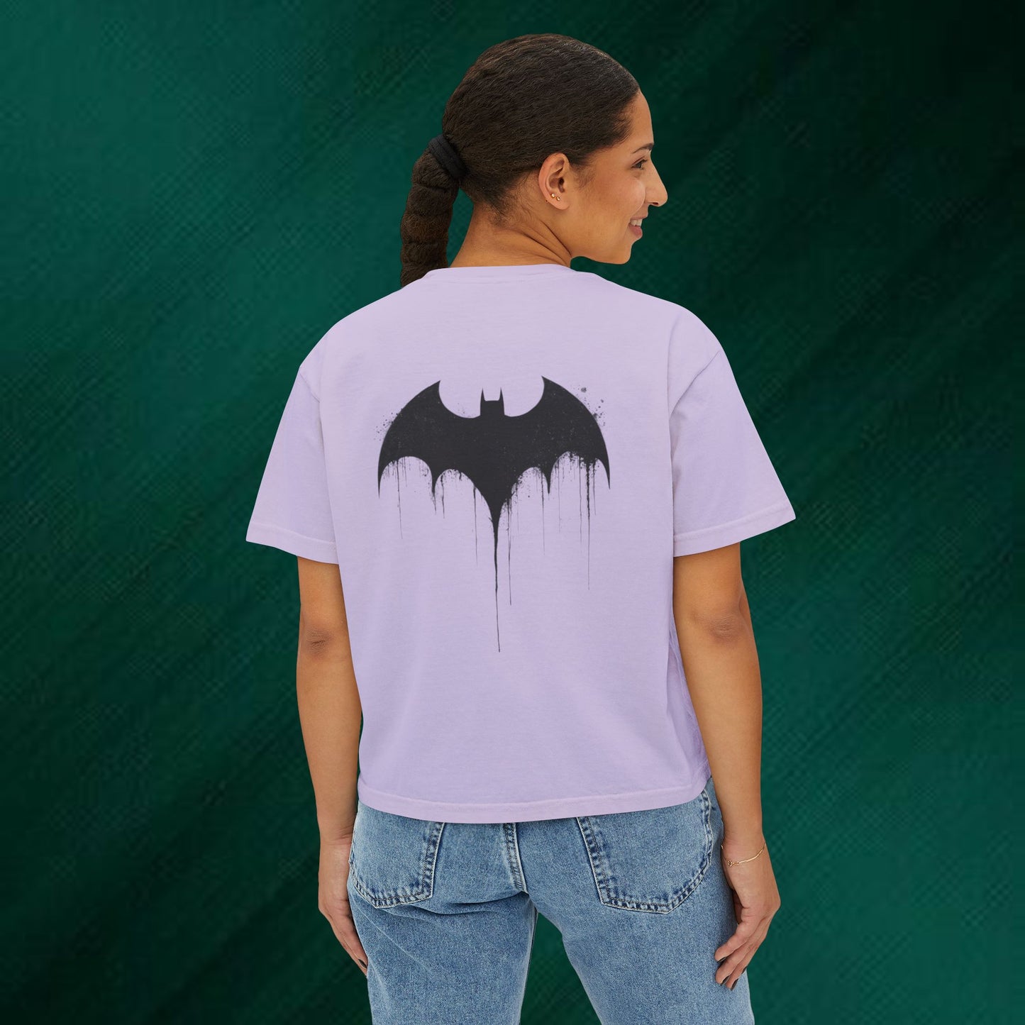 Toxic Bat Women's Boxy Tee — Gothic Graphic Tee with 'TOXIC' Front & Drip Batback
