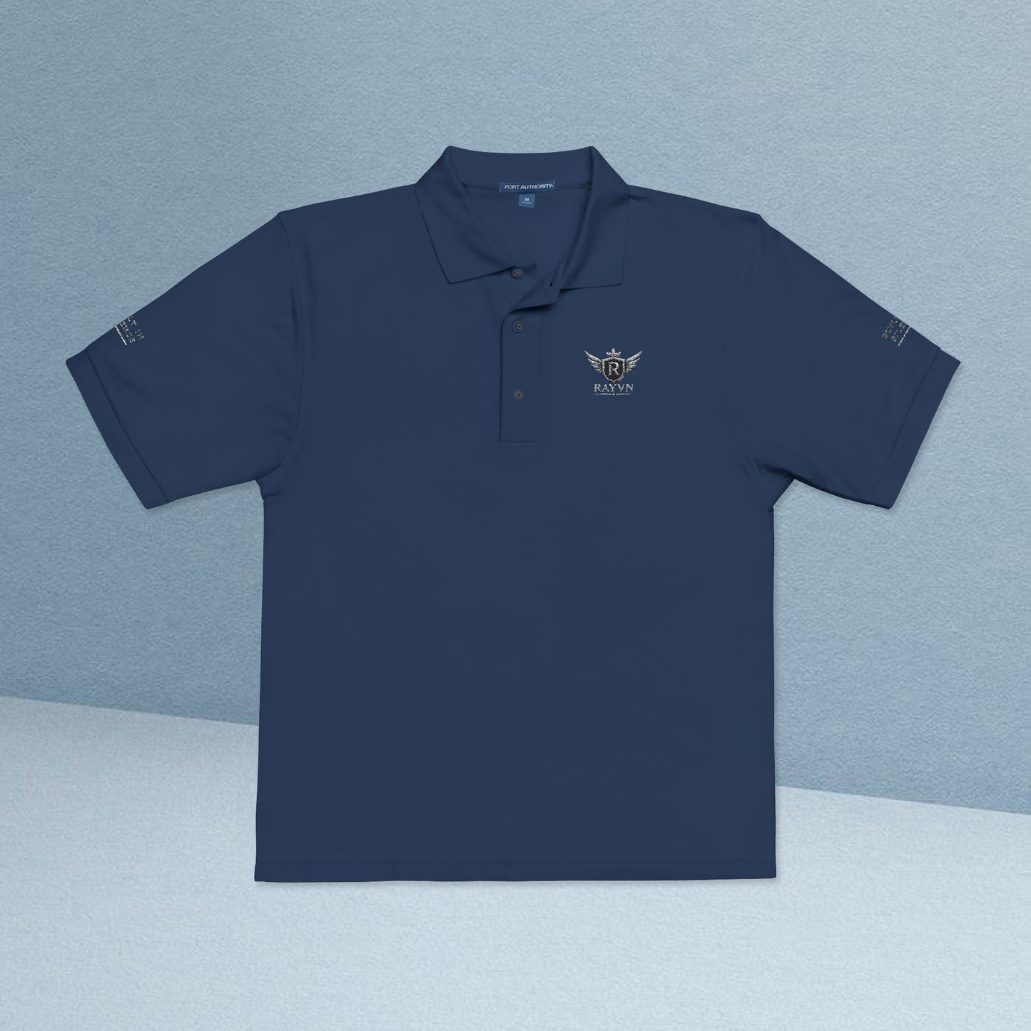 Embroidered Black Polo Shirt — Minimal Wing Crest Logo