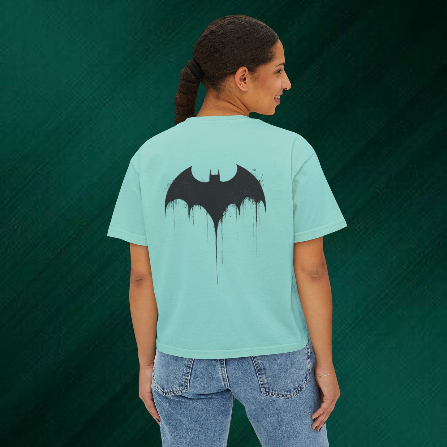 Toxic Bat Women's Boxy Tee — Gothic Graphic Tee with 'TOXIC' Front & Drip Batback