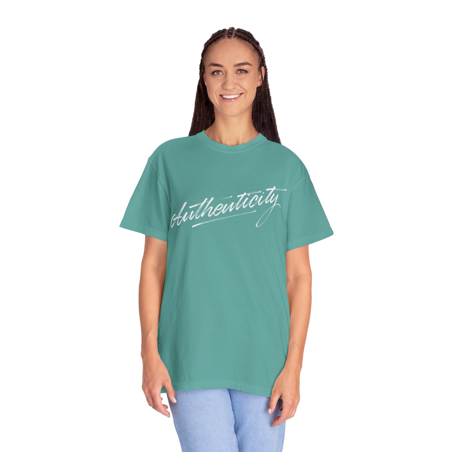 Authenticity Script T-Shirt — Casual Handwritten Graphic Tee
