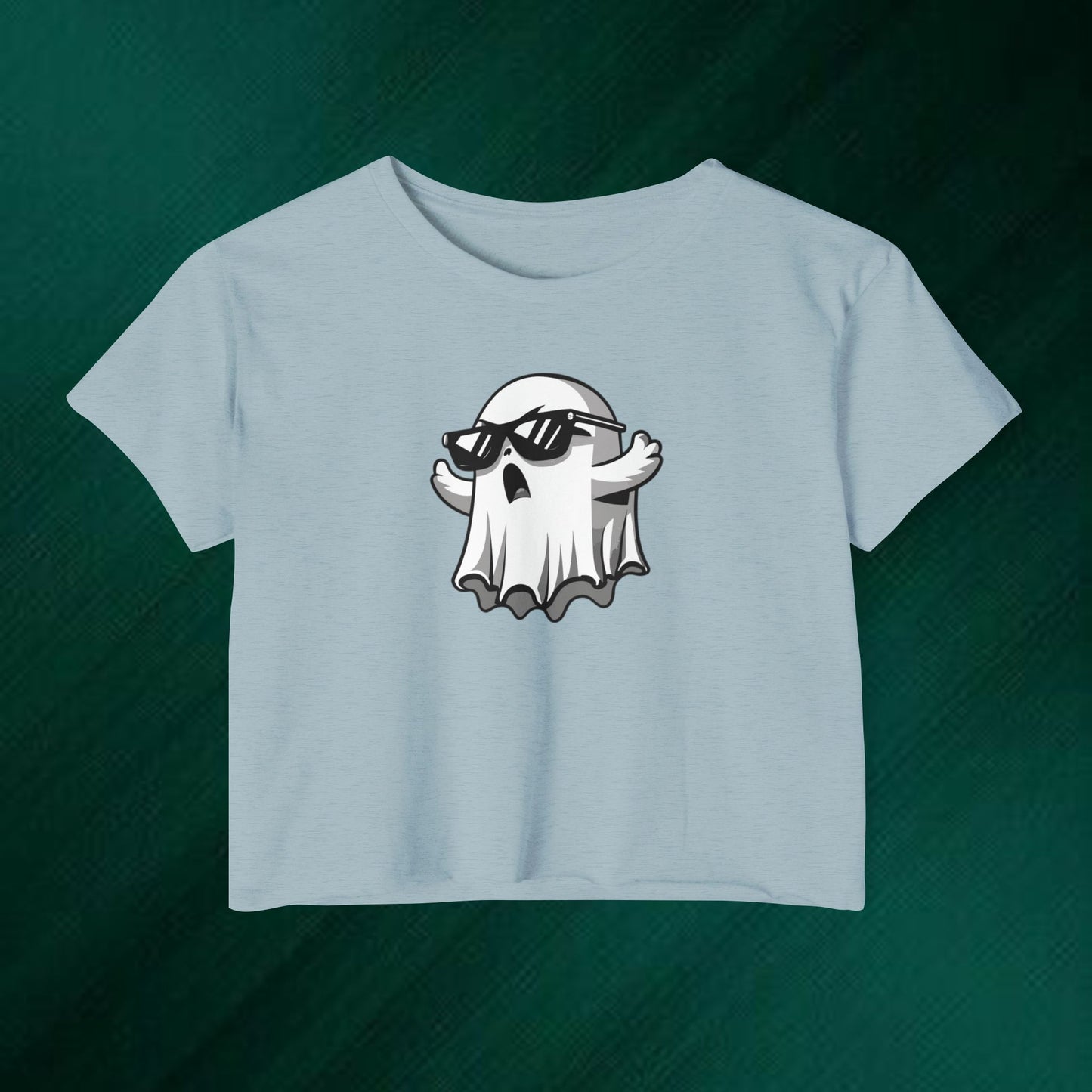 Cool Sunglasses Ghost Crop Top | Festival Ghost Graphic Tee