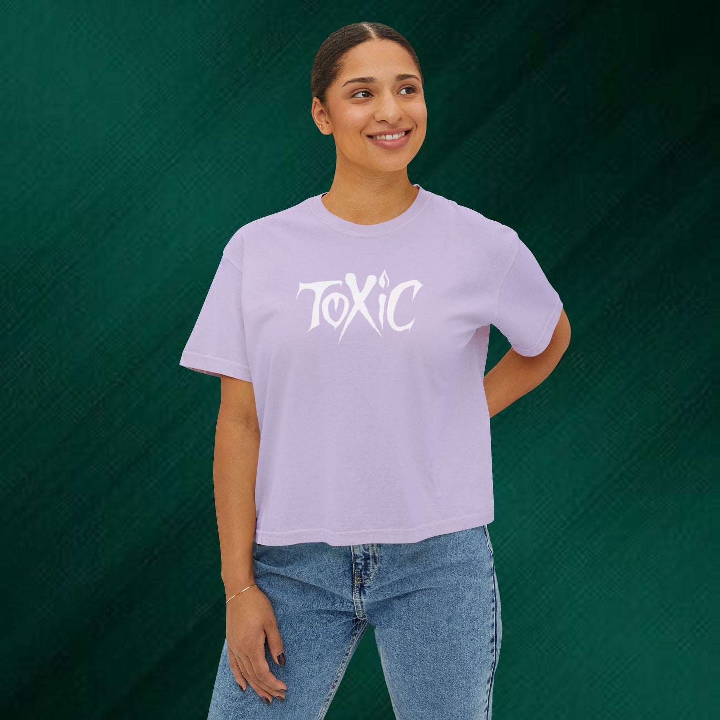 Toxic Bat Women's Boxy Tee — Gothic Graphic Tee with 'TOXIC' Front & Drip Batback