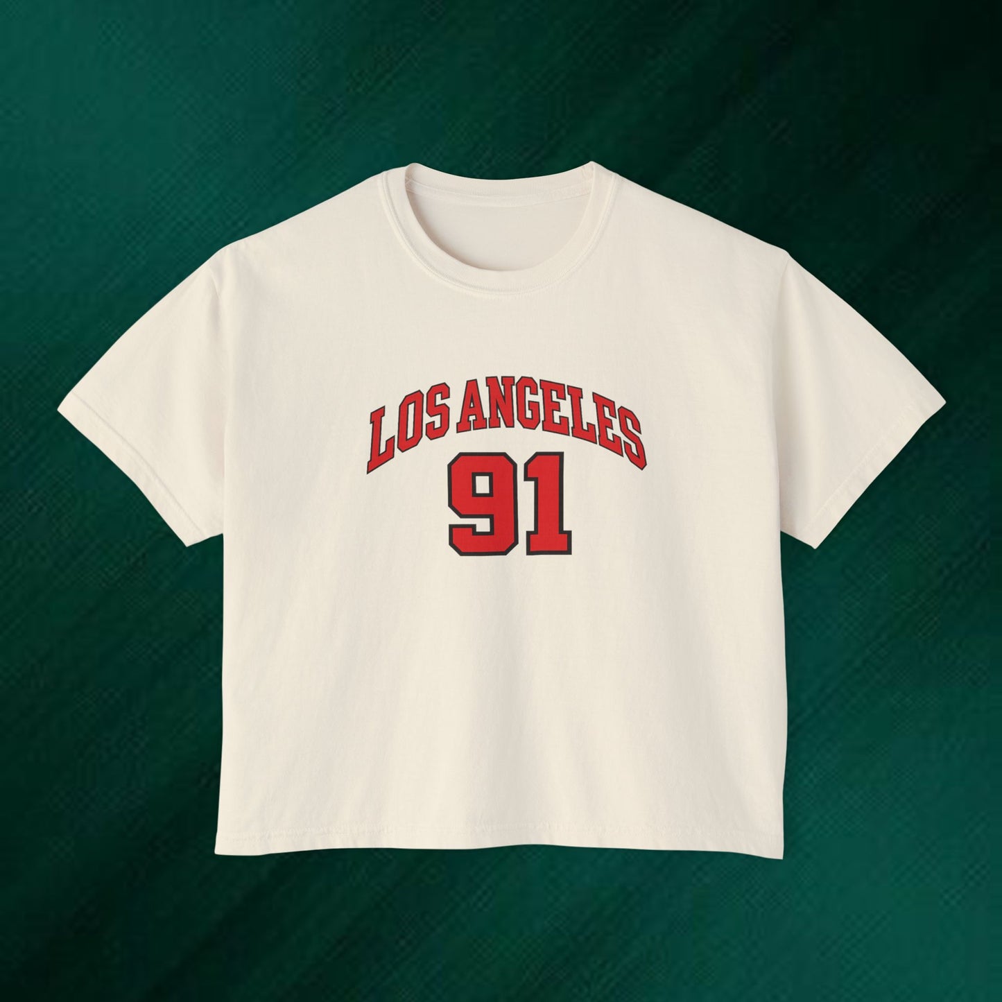 Los Angeles 91 Boxy Tee — Women's Retro Collegiate T-Shirt