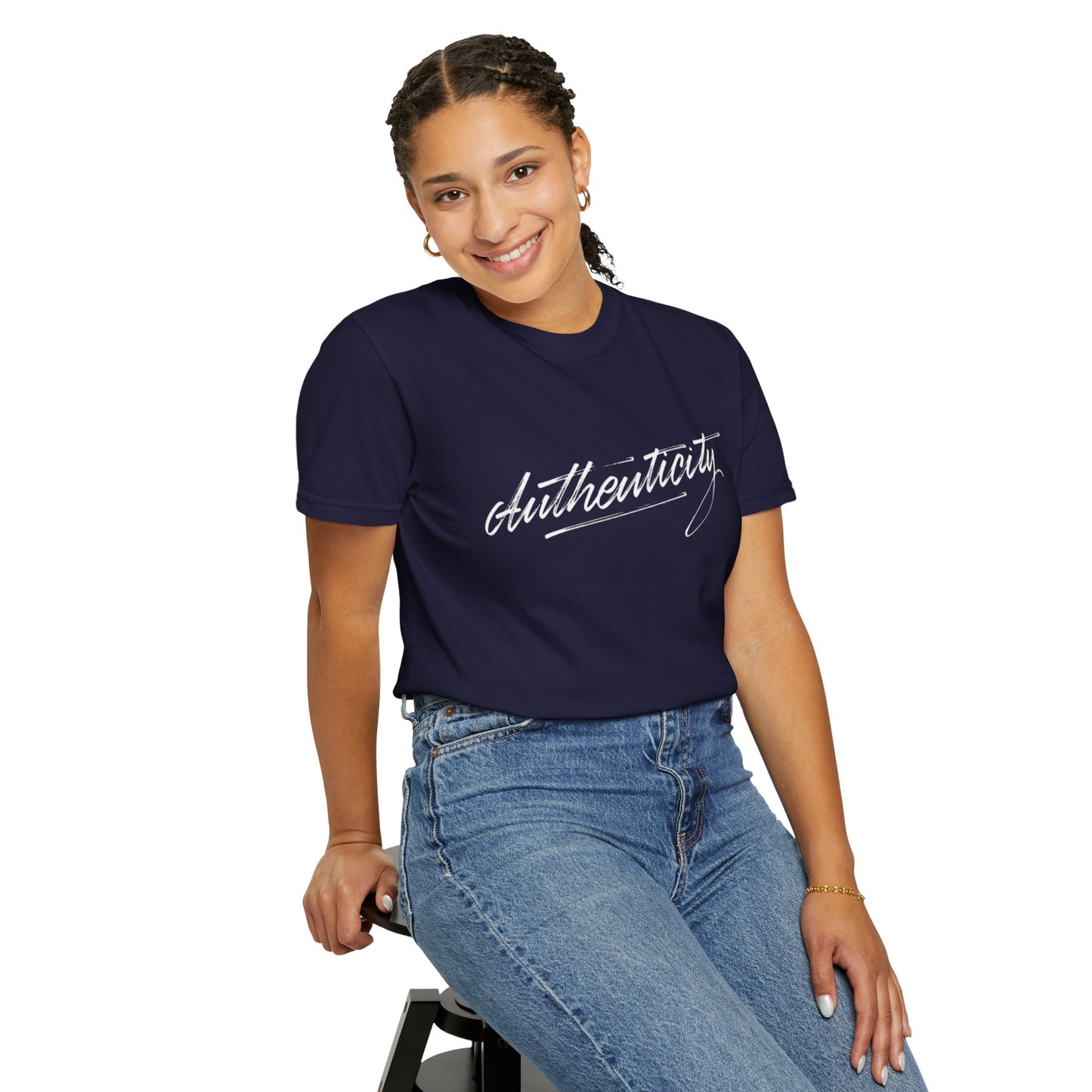 Authenticity Script T-Shirt — Casual Handwritten Graphic Tee