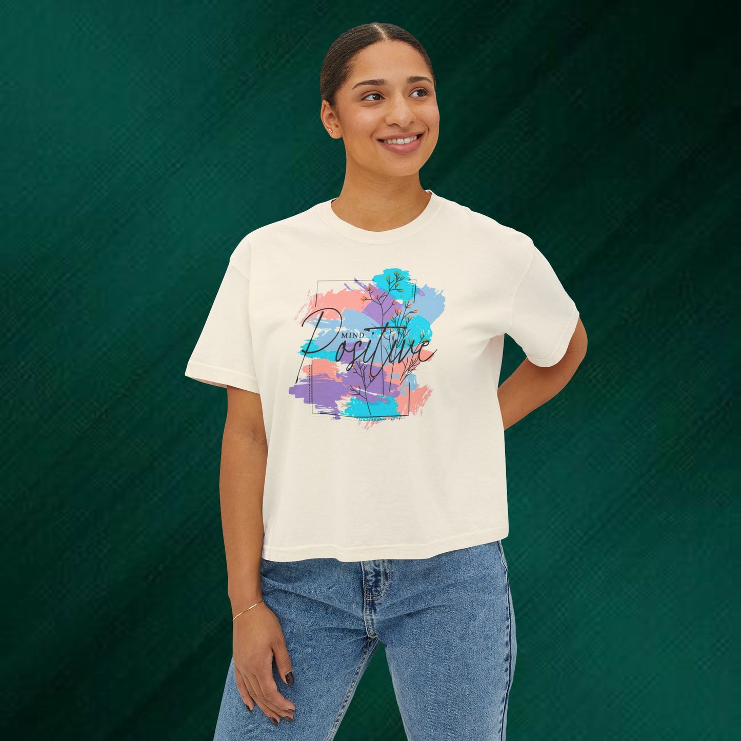 Positive Vibes Boxy Tee — “Good Vibes Only” Graphic Women’s T-Shirt