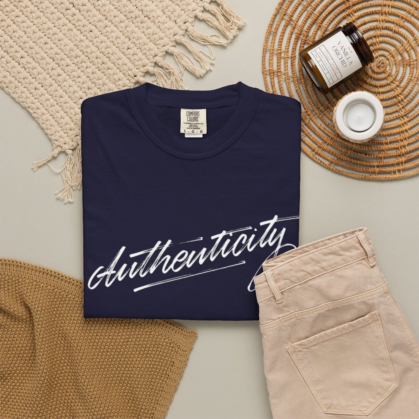 Authenticity Script T-Shirt — Casual Handwritten Graphic Tee